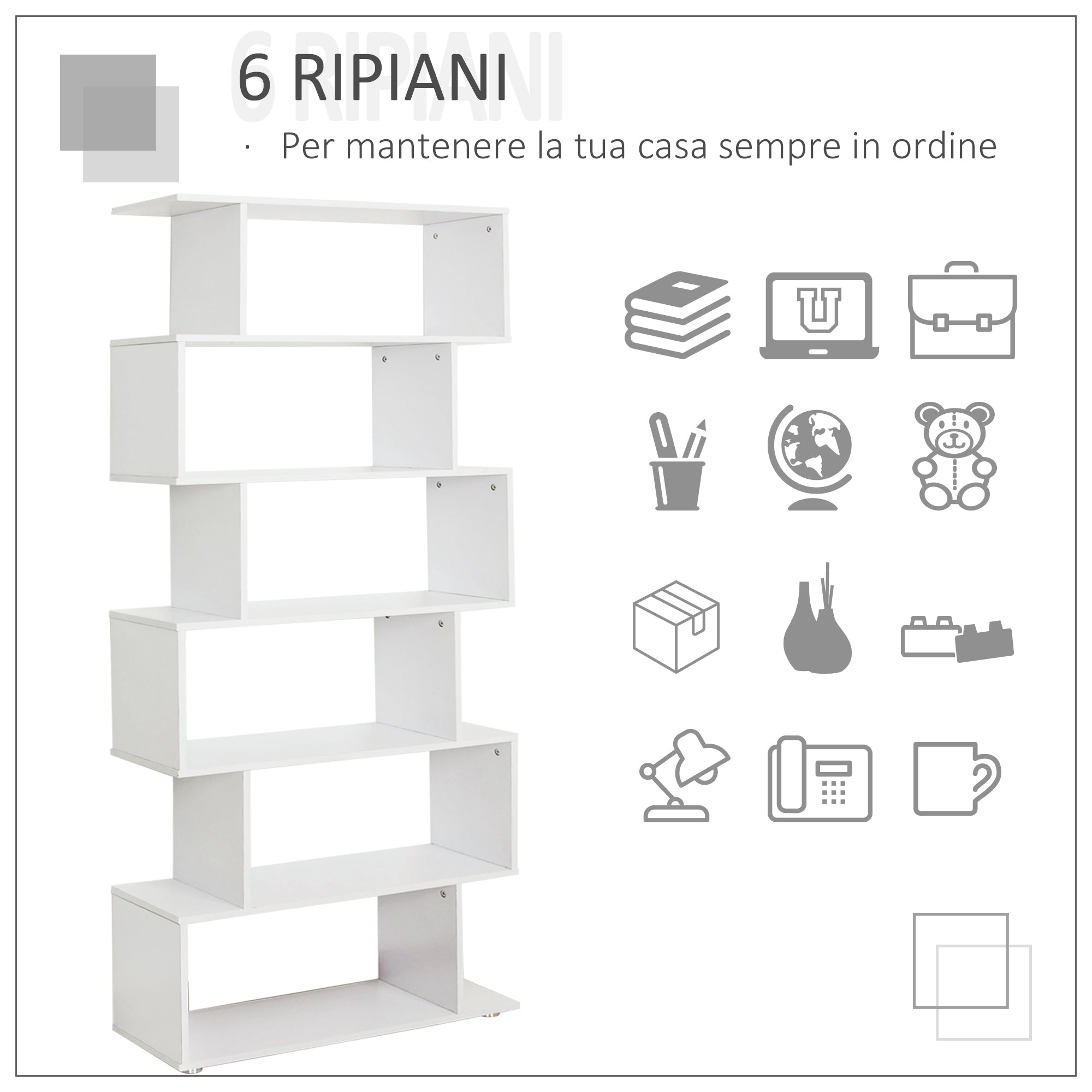 Easycomfort Libreria di Design Mobili Ufficio Scaffale in Legno 80x24x191cm white