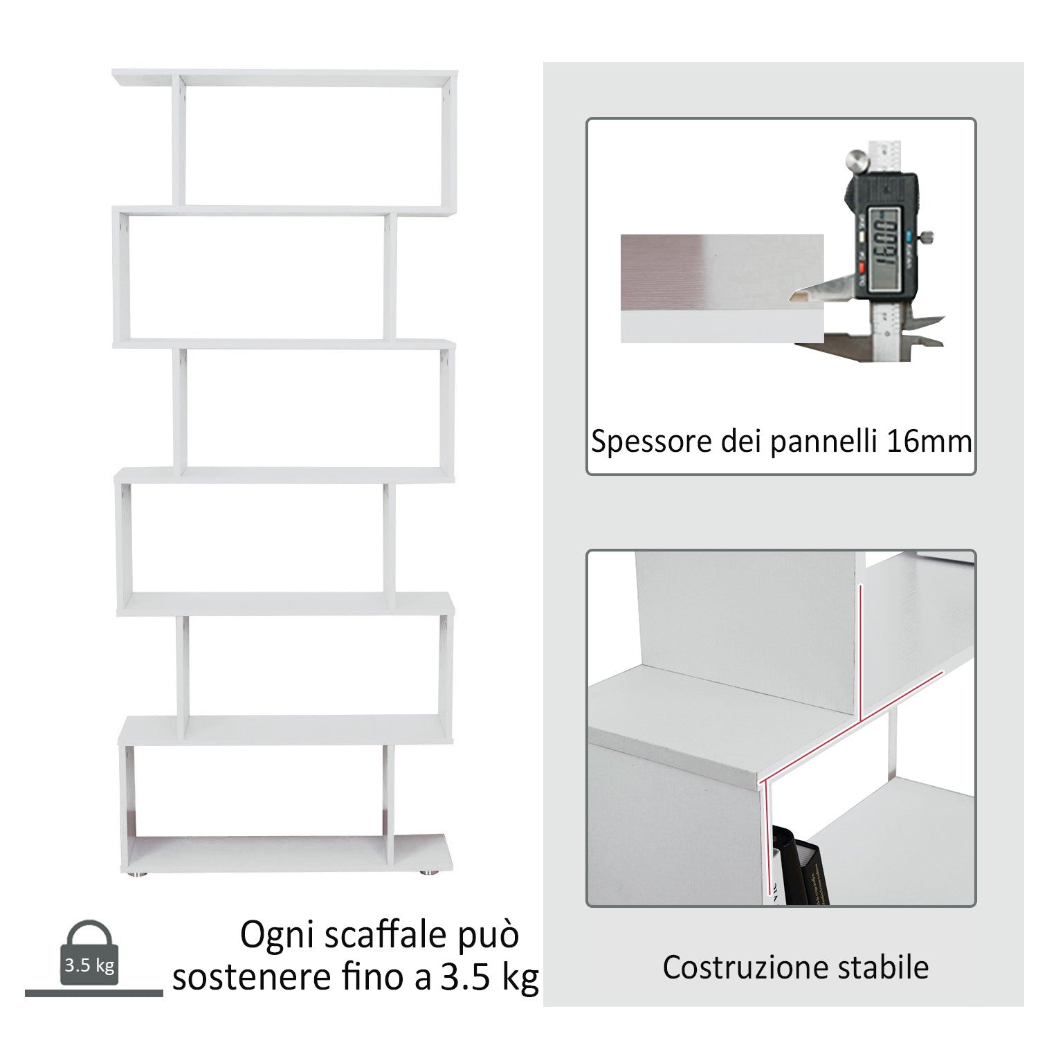 Easycomfort Libreria di Design Mobili Ufficio Scaffale in Legno 80x24x191cm white