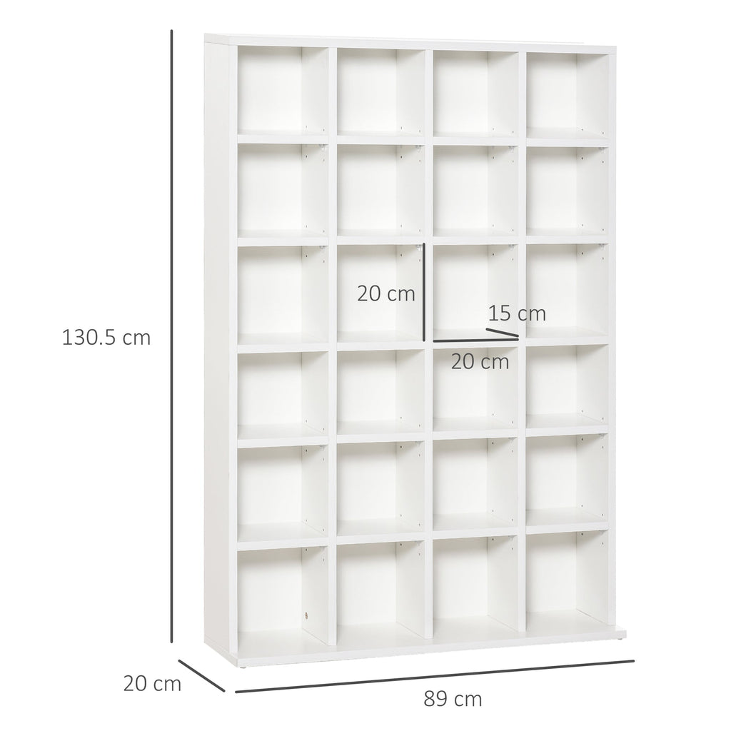 Easycomfort Mobile Libreria porta CD da 24 Ripiani ad Altezza Regolabile, in Truciolato, 130.5x89x20 cm, white