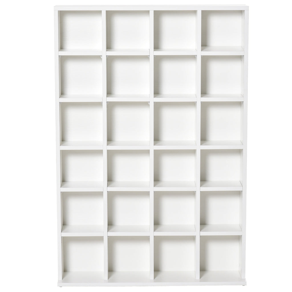 Easycomfort Mobile Libreria porta CD da 24 Ripiani ad Altezza Regolabile, in Truciolato, 130.5x89x20 cm, white