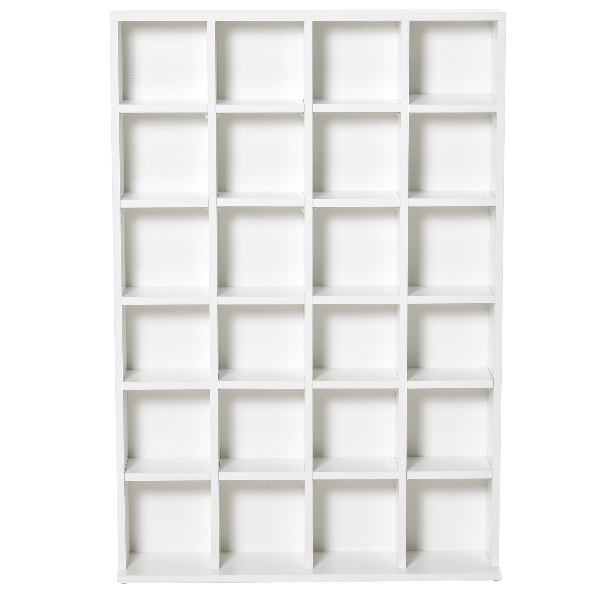 Easycomfort Mobile Libreria porta CD da 24 Ripiani ad Altezza Regolabile, in Truciolato, 130.5x89x20 cm, white