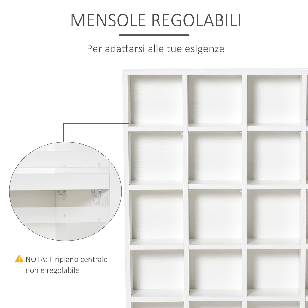 Easycomfort Mobile Libreria porta CD da 24 Ripiani ad Altezza Regolabile, in Truciolato, 130.5x89x20 cm, white