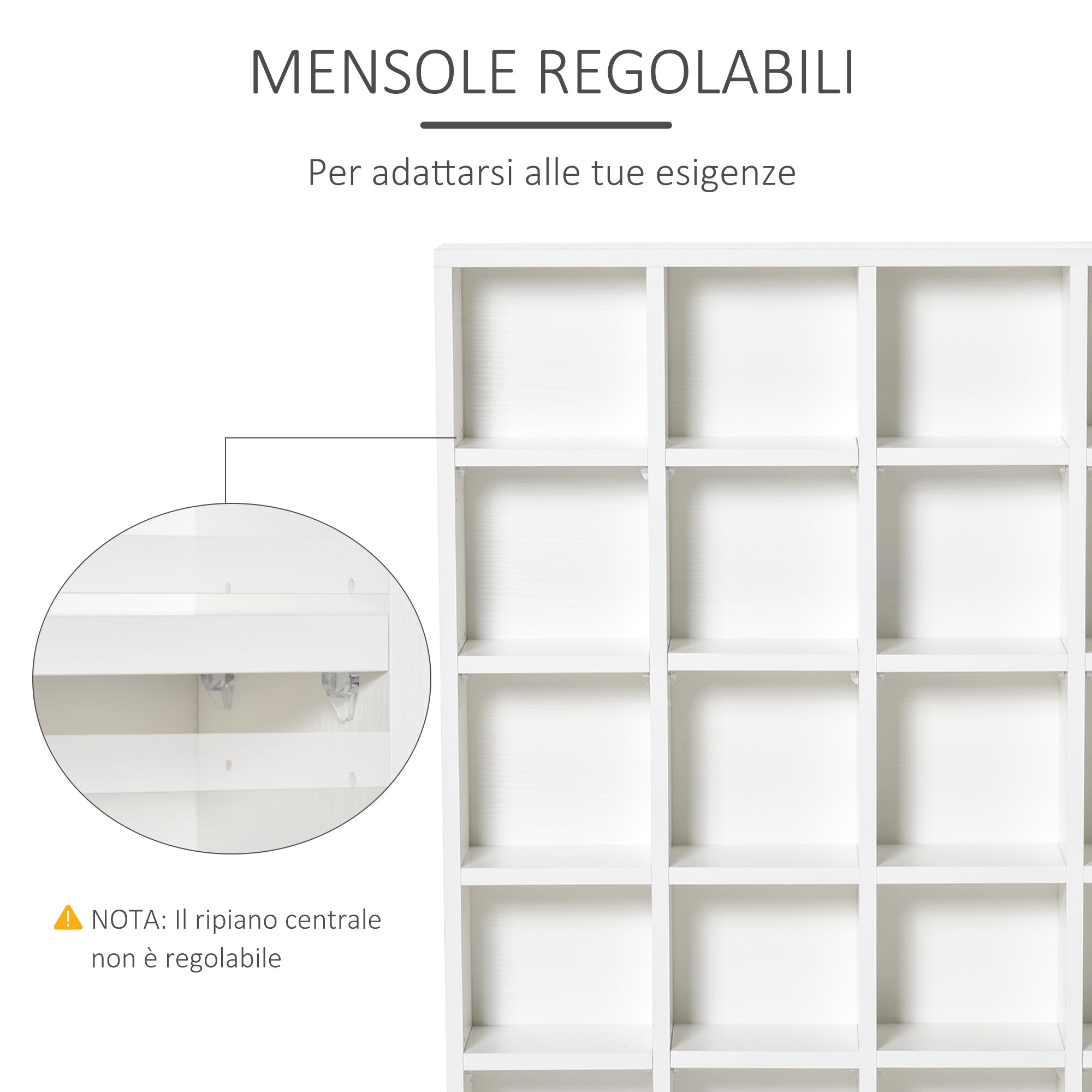 Easycomfort Mobile Libreria porta CD da 24 Ripiani ad Altezza Regolabile, in Truciolato, 130.5x89x20 cm, white