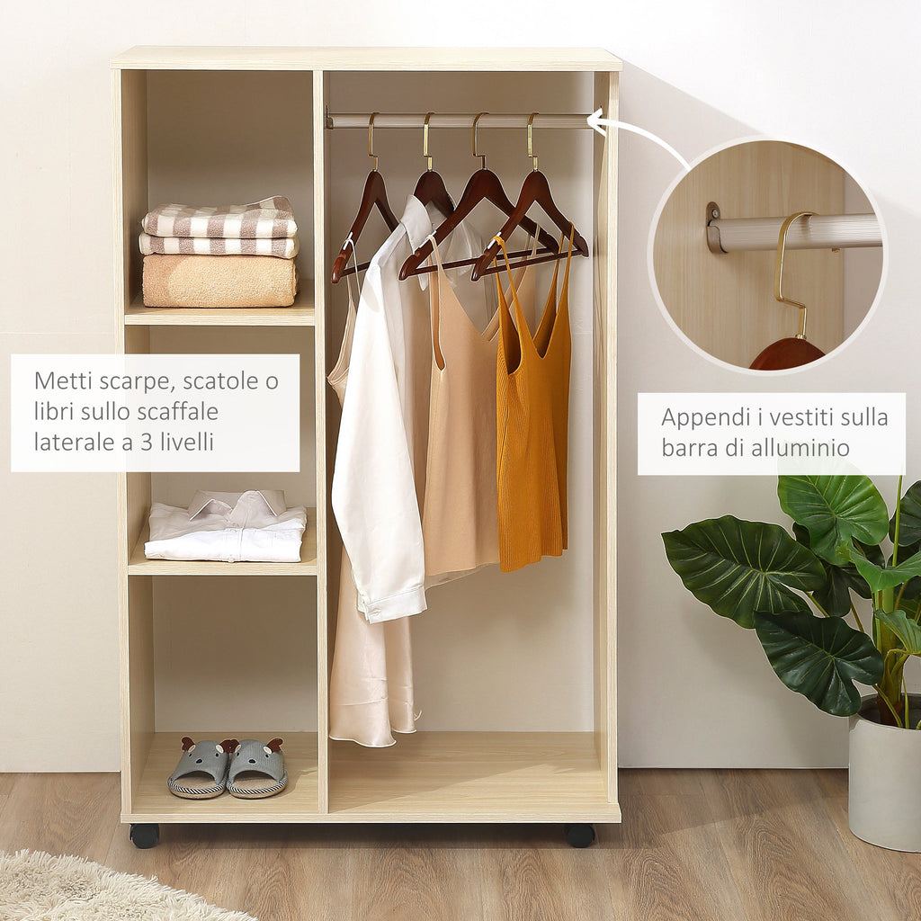EasyComfort kledingrek met 3 leLPGanken en kledingstang 128 cm, beige