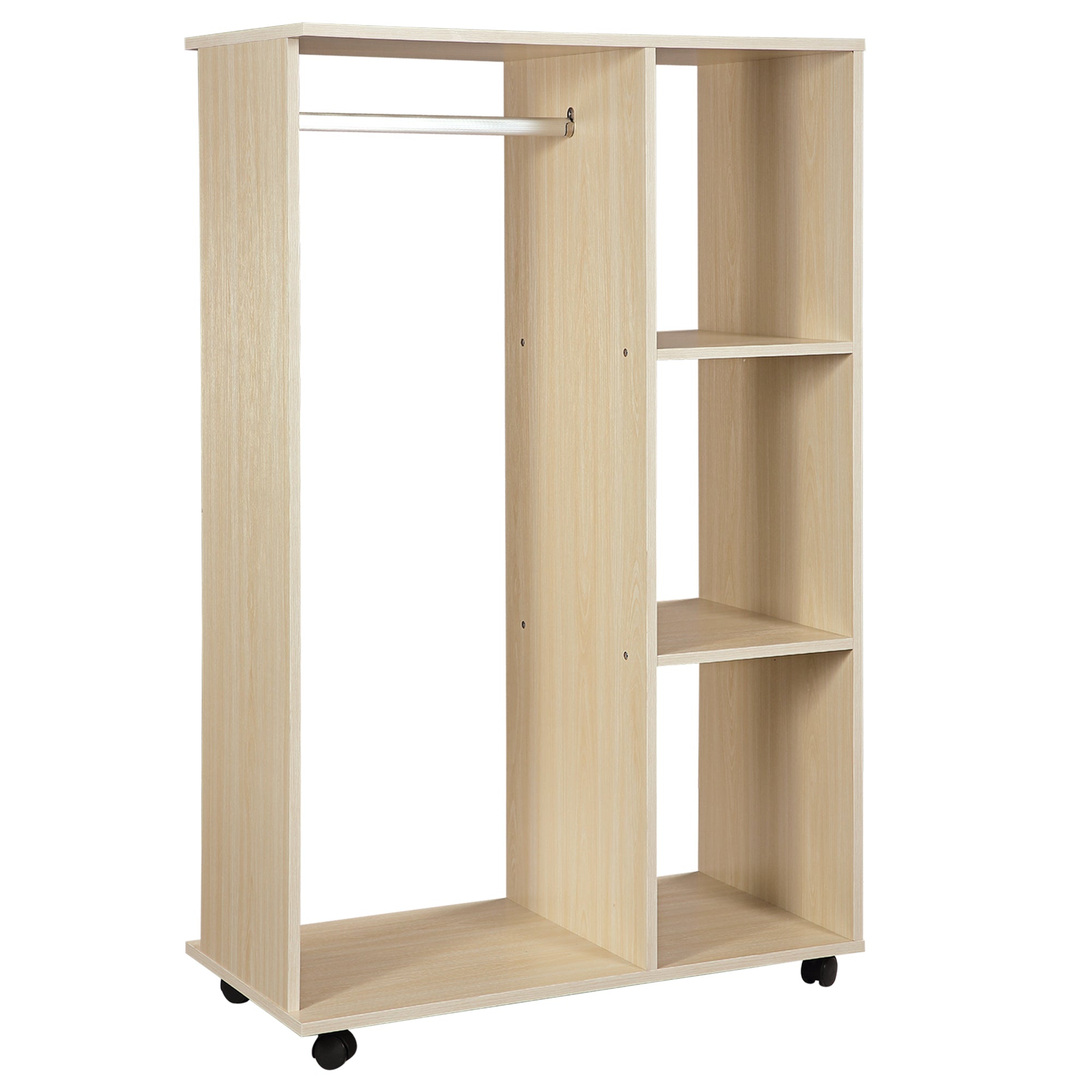 EasyComfort kledingrek met 3 leLPGanken en kledingstang, 128 cm, beige
