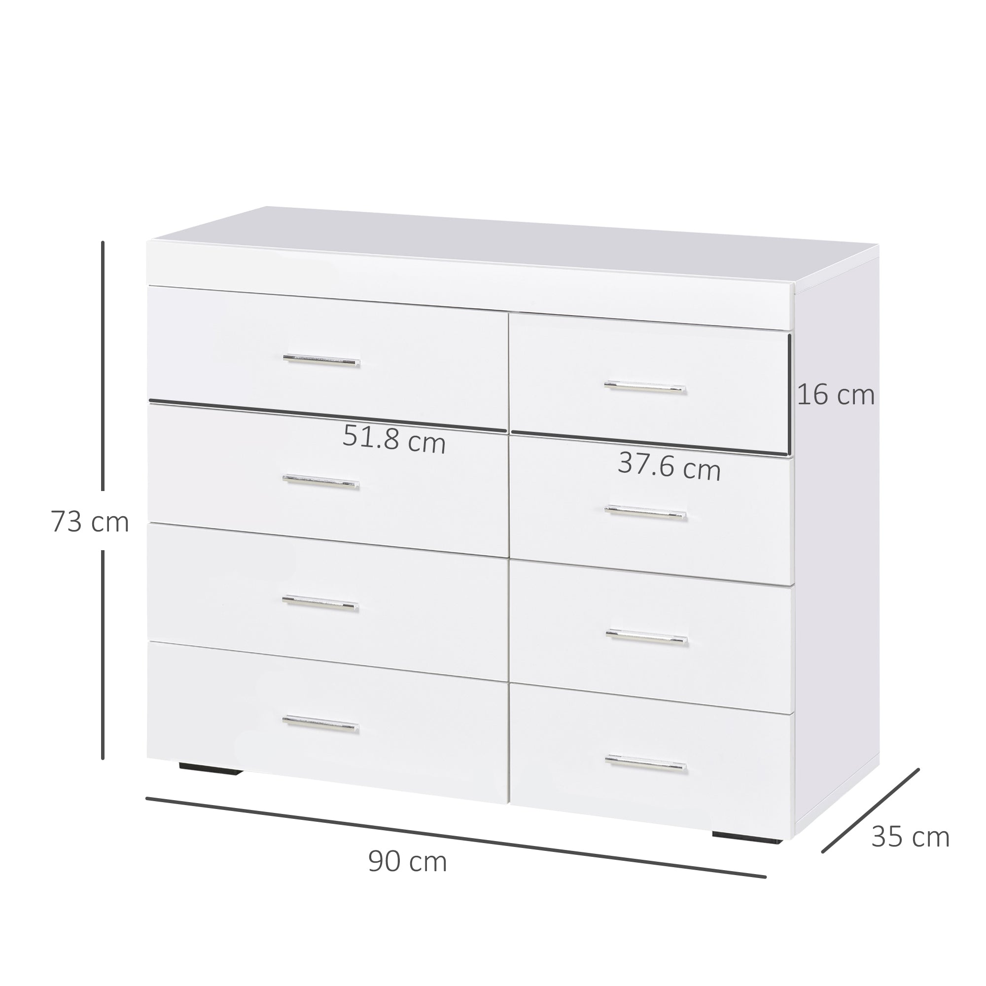 Easycomfort Mobile with Cassetti Cassettiera in Legno per Camera, Cucina, Bagno 90×35×73cm Bianca