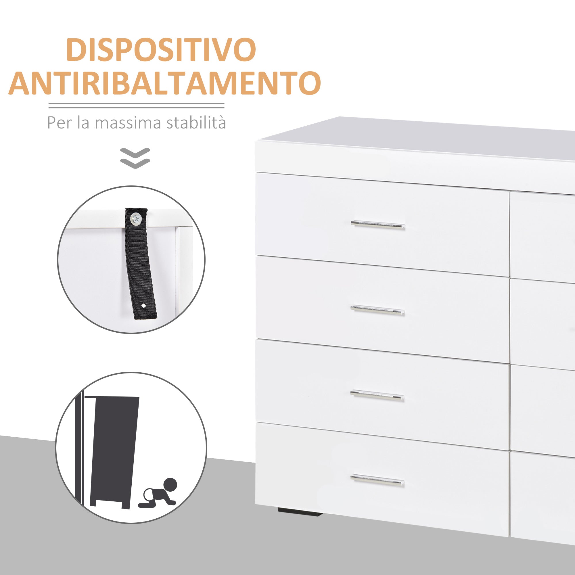 Easycomfort Mobile with Cassetti Cassettiera in Legno per Camera, Cucina, Bagno 90×35×73cm Bianca