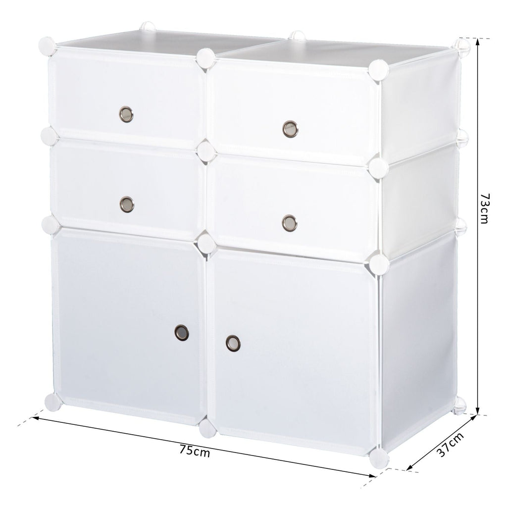 Easycomfort Armadio Modulare Scarpiera in Plastica Guardaroba Scaffale Portascarpe 75×37×73cm white