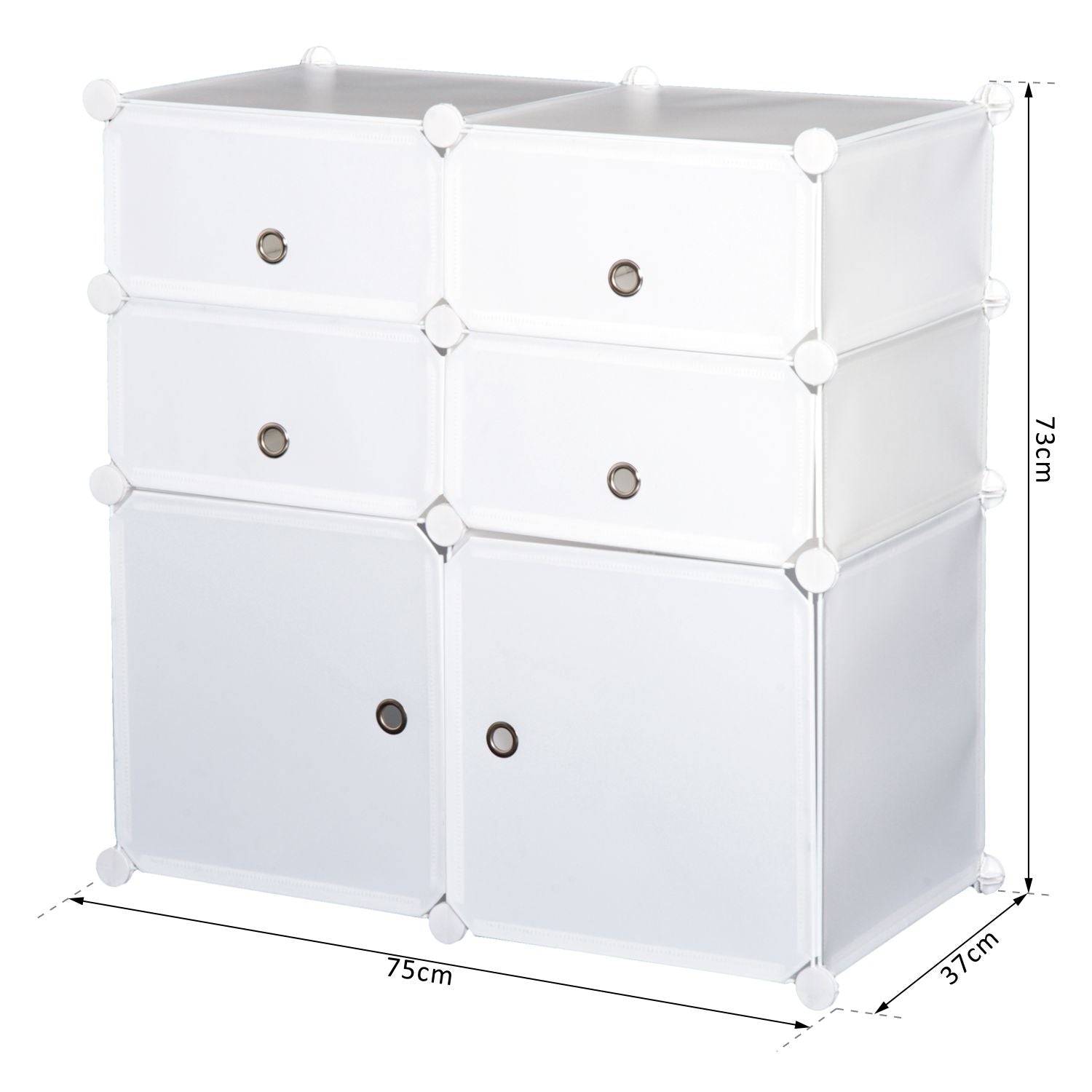 Easycomfort Armadio Modulare Scarpiera in Plastica Guardaroba Scaffale Portascarpe 75×37×73cm white