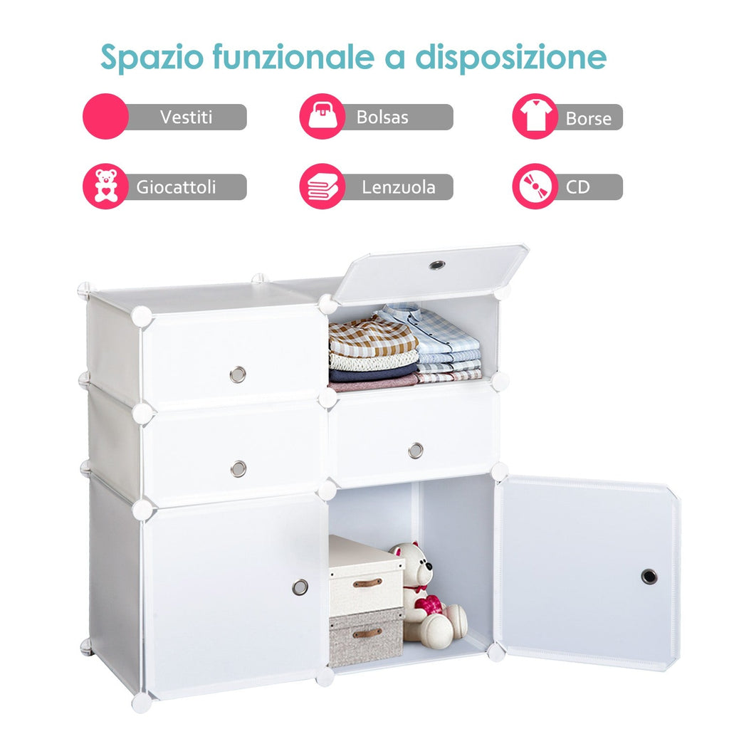 Easycomfort Armadio Modulare Scarpiera in Plastica Guardaroba Scaffale Portascarpe 75×37×73cm white