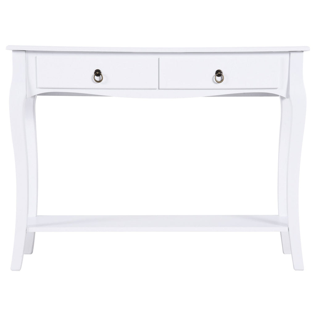 Easycomfort Mobiletto Tavolo Consolle da Ingresso Moderno with 2 Cassetti Casa Legno 100 × 33 × 75cm white