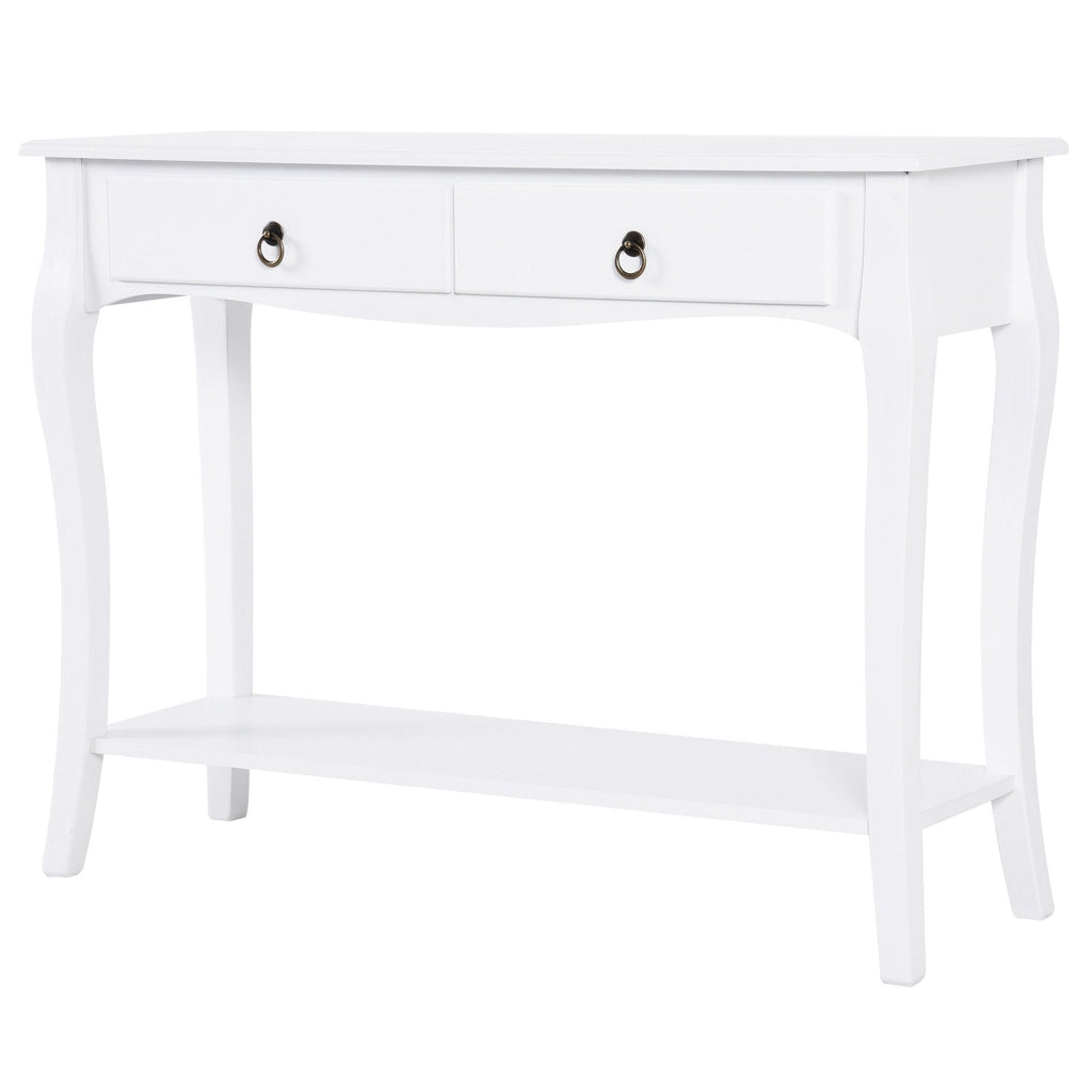 Easycomfort Mobiletto Tavolo Consolle da Ingresso Moderno with 2 Cassetti Casa Legno 100 × 33 × 75cm white