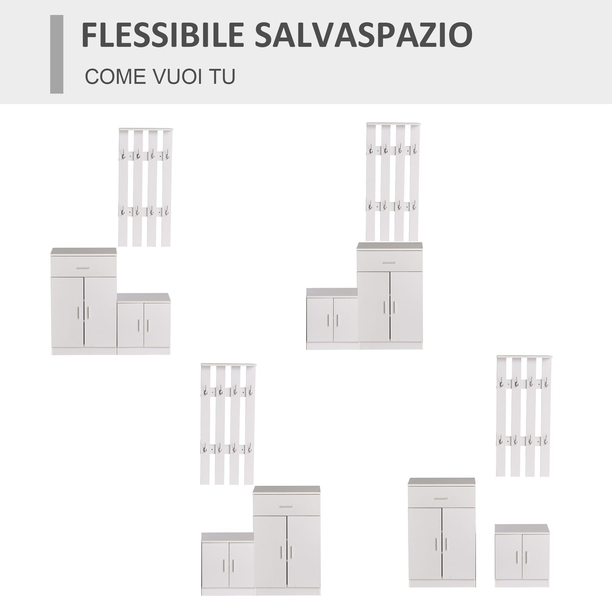 Easycomfort Scarpiera with Appendiabiti a Combinazione per Ingresso e Camera da Letto Legno 100x32x187cm white