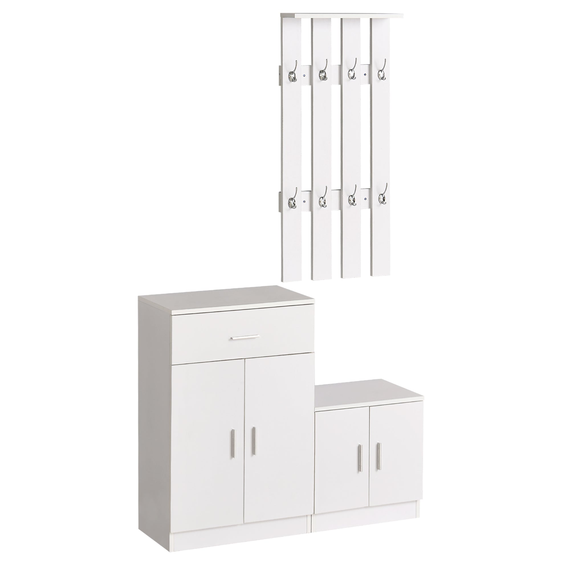 Easycomfort Scarpiera with Appendiabiti a Combinazione per Ingresso e Camera da Letto Legno 100x32x187cm white