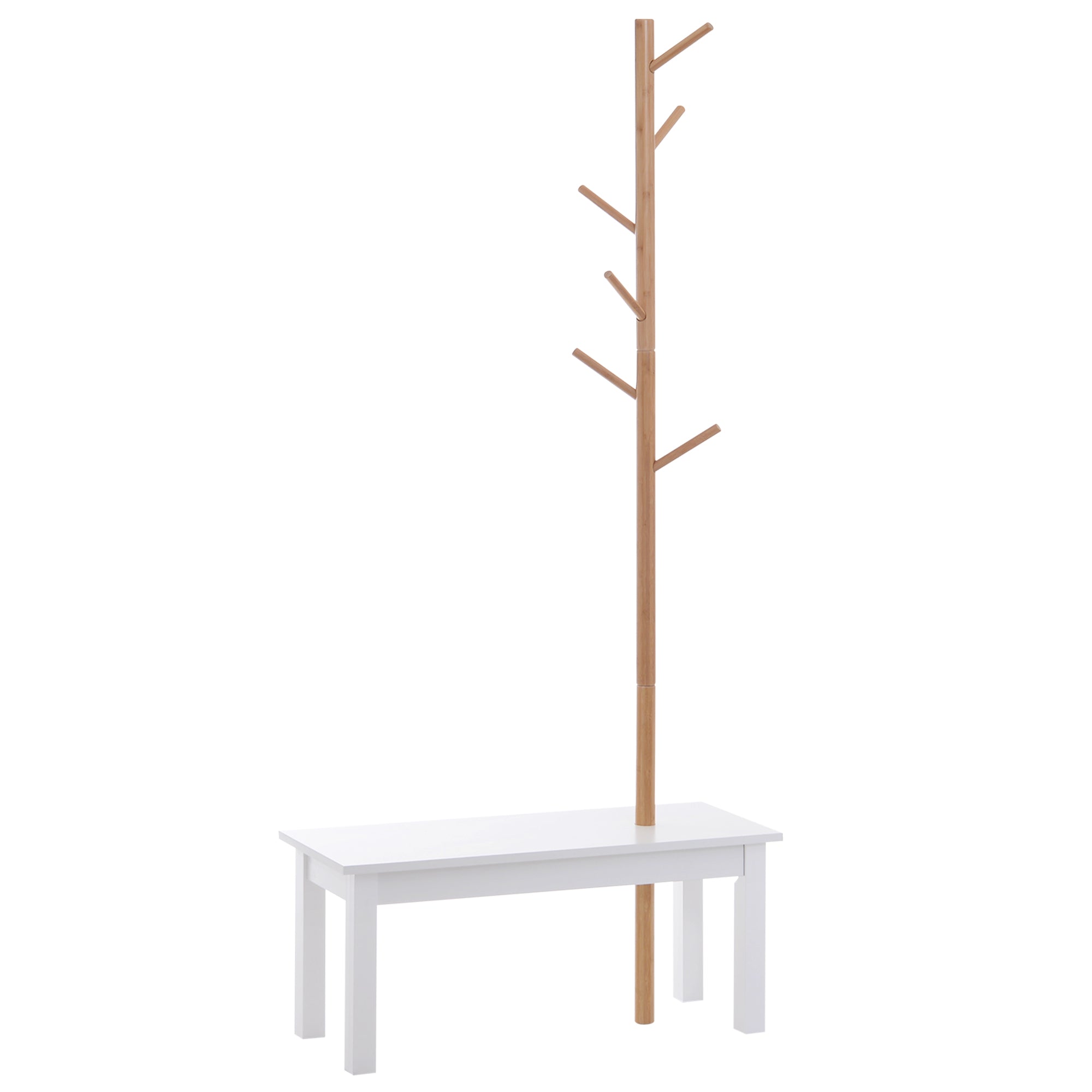 EasyComfort kapstokbank bamboe/wit 80x30x180 cm