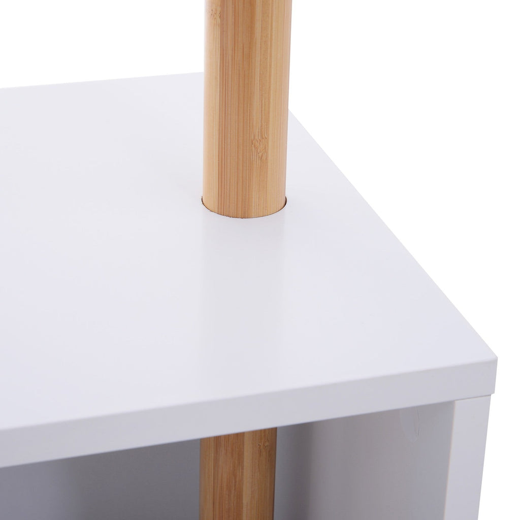 Easycomfort Appendiabiti with Panchina Cubo per Scarpe Per Ingresso e Camera da Letto 6 Ganci, Bambù Legno MDF, white, 40x30x180cm