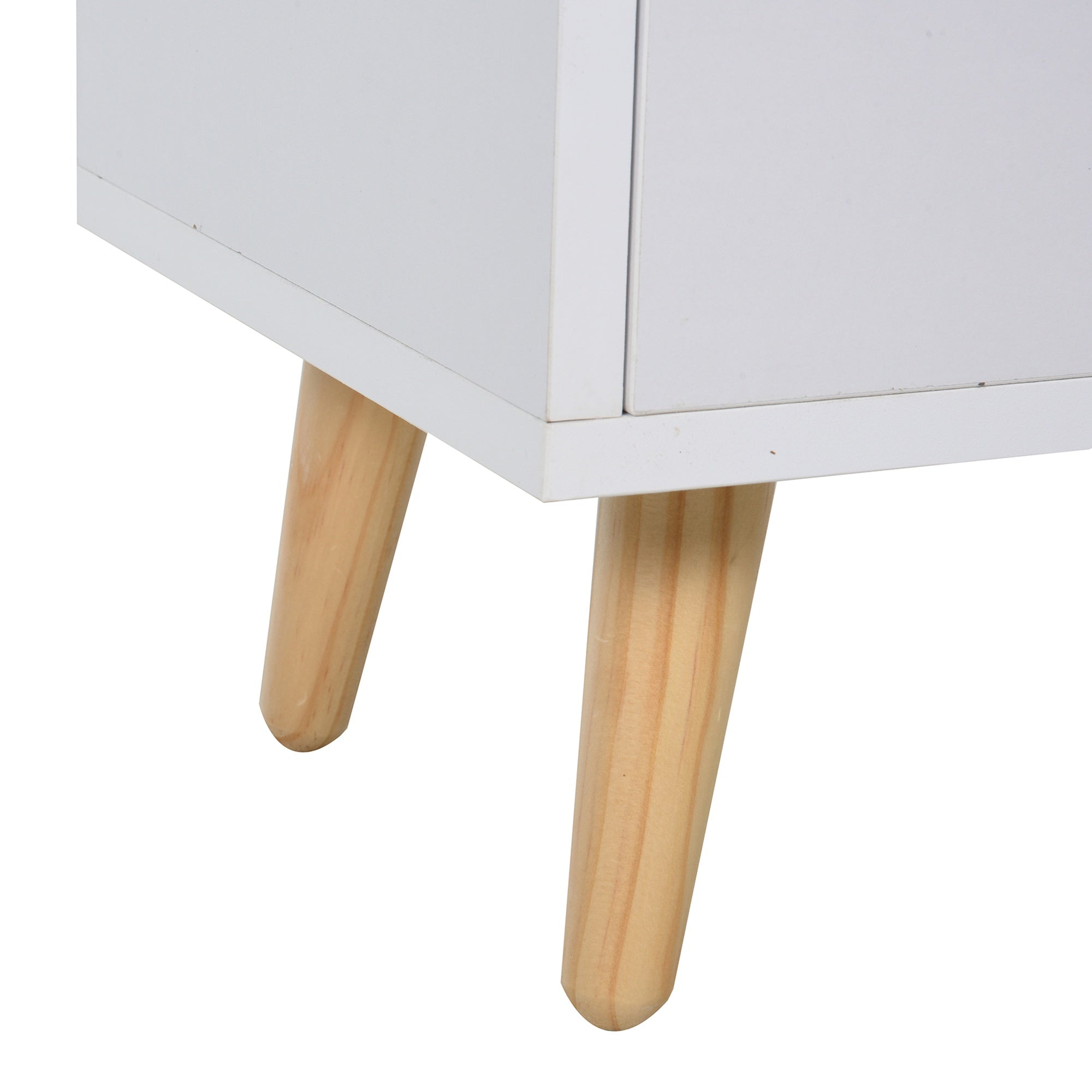 Easycomfort Comodino Salvaspazio dal Design Moderno in Legno white, Piccola Cassettiera Camera da Letto with 2 Cassetti e Piedini in Legno di Pino 33 x 28 x 42cm