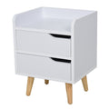 Easycomfort Comodino Salvaspazio dal Design Moderno in Legno white, Piccola Cassettiera Camera da Letto with 2 Cassetti e Piedini in Legno di Pino 33 x 28 x 42cm