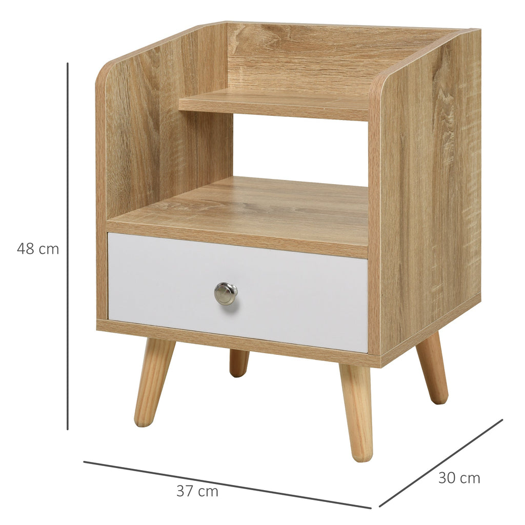 Easycomfort Comodino Salvaspazio Mobiletto with Cassetto e Mensola in Legno 37x30x48cm