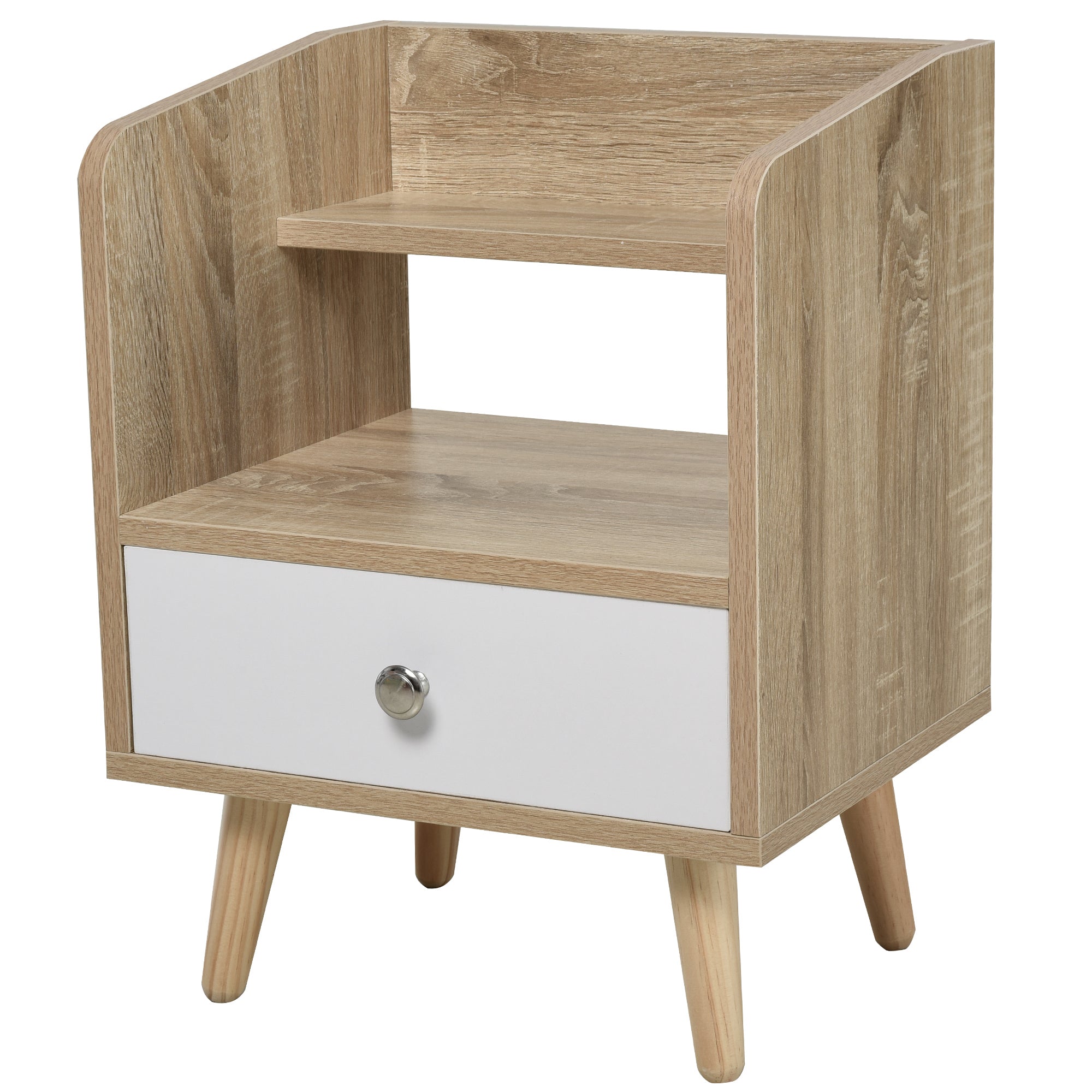 Easycomfort Comodino Salvaspazio Mobiletto with Cassetto e Mensola in Legno 37x30x48cm