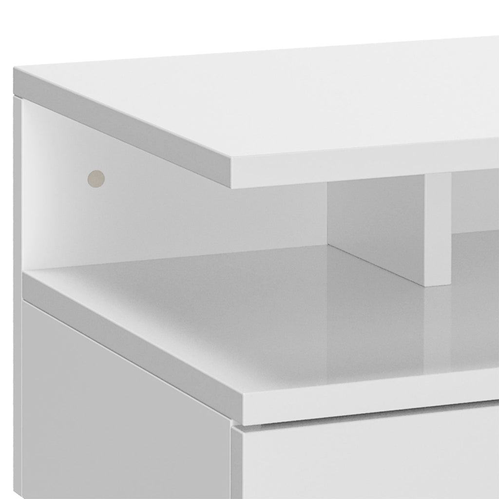 Easycomfort Set da 2 Comodini Moderni Sospesi with Cassetto e Mensola in Legno 35x32x22.5cm, white Lucido