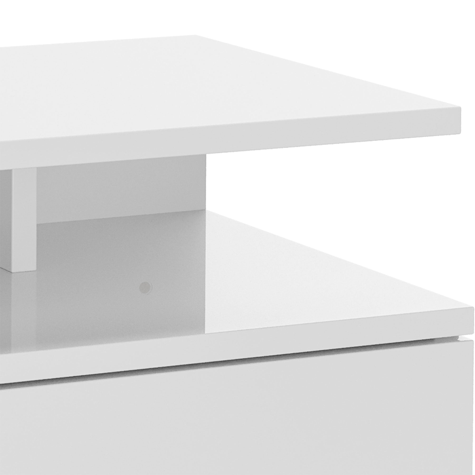 Easycomfort Set da 2 Comodini Moderni Sospesi with Cassetto e Mensola in Legno 35x32x22.5cm, white Lucido
