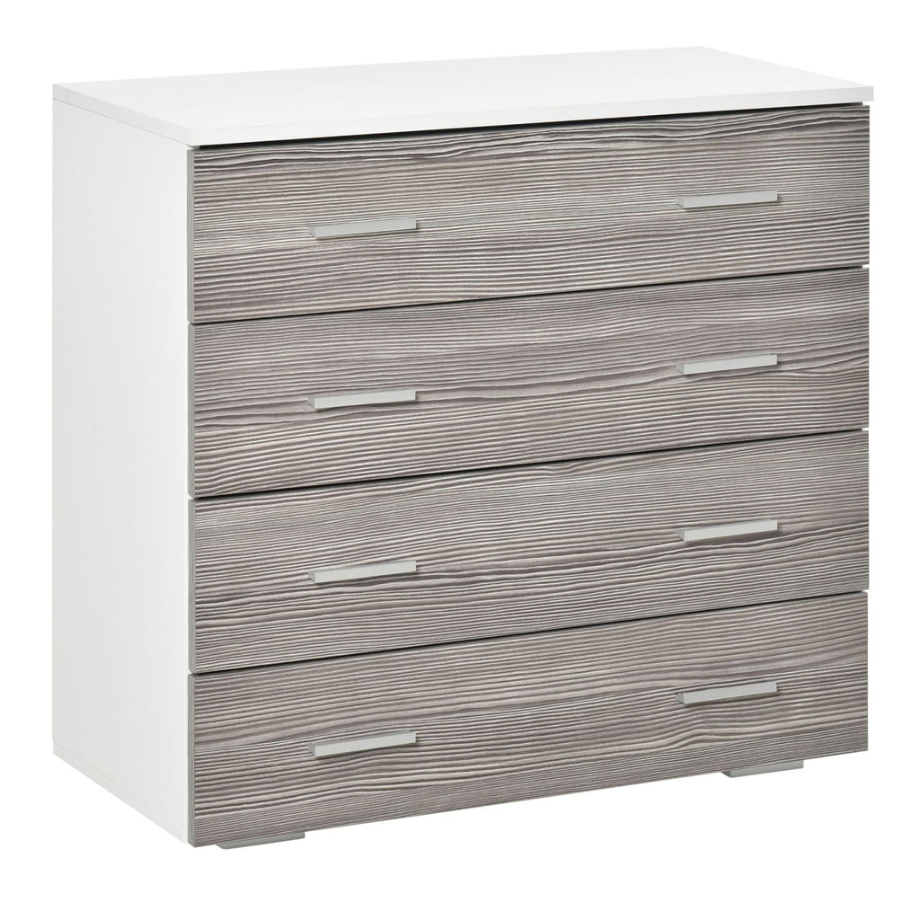 Easycomfort Cassettiera Camera da Letto Moderna 4 Cassetti with Maniglie in Alluminio e Struttura in Legno, 76x35x72cm, white e Grigio