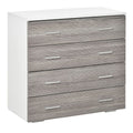 Easycomfort Cassettiera Camera da Letto Moderna 4 Cassetti with Maniglie in Alluminio e Struttura in Legno, 76x35x72cm, white e Grigio