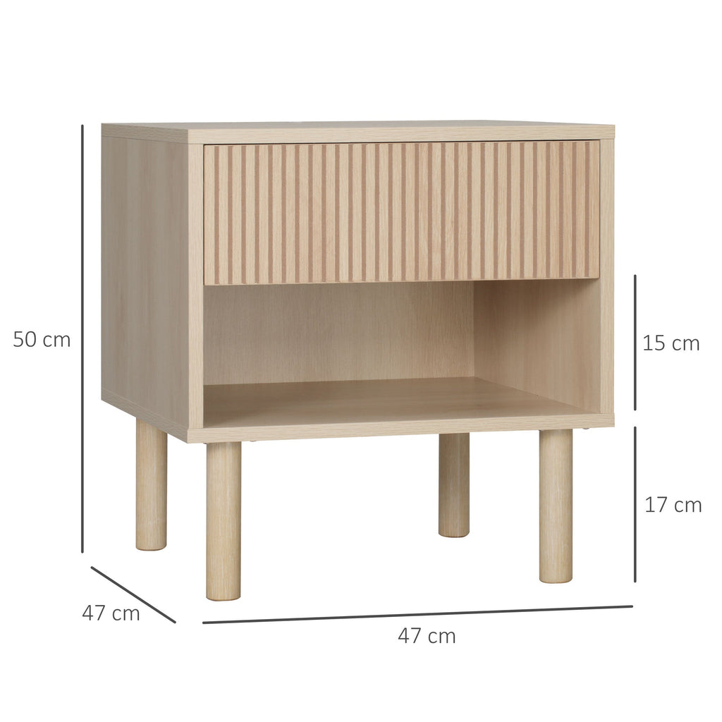 EasyComfort nachtkastje met lade en open vak 47x47x50 cm houtkleur