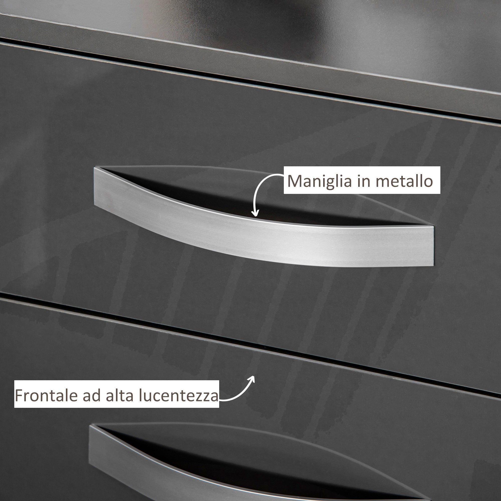 EasyComfort Set 2 Comodini Moderni with 3 Cassetti per Camera da Letto e Soggiorno in Truciolato, 40x36x56 cm, Grigio