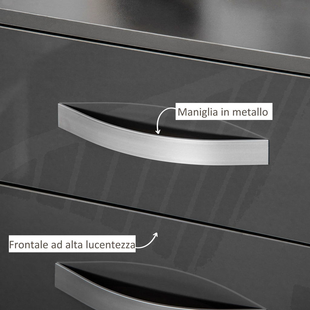 EasyComfort Set 2 Comodini Moderni with 3 Cassetti per Camera da Letto e Soggiorno in Truciolato, 40x36x56 cm, Grigio