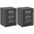 EasyComfort Set 2 Comodini Moderni with 3 Cassetti per Camera da Letto e Soggiorno in Truciolato, 40x36x56 cm, Grigio