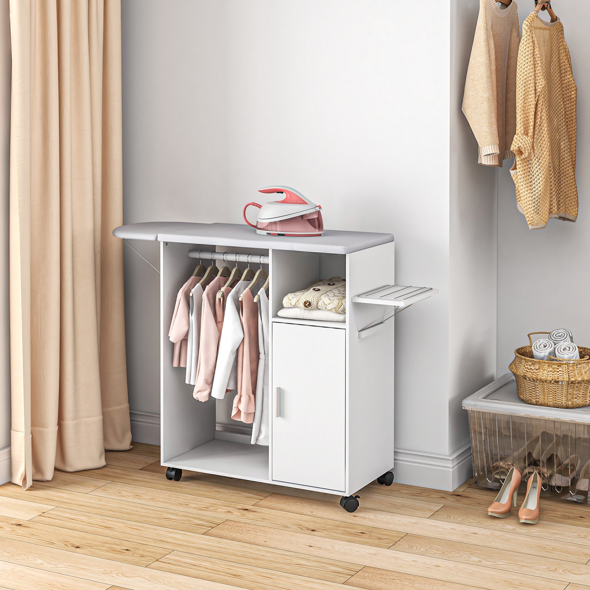 EasyComfort mobiel strijkmeubel met opbergruimte 107 x 42.5 x 99 cm – wit