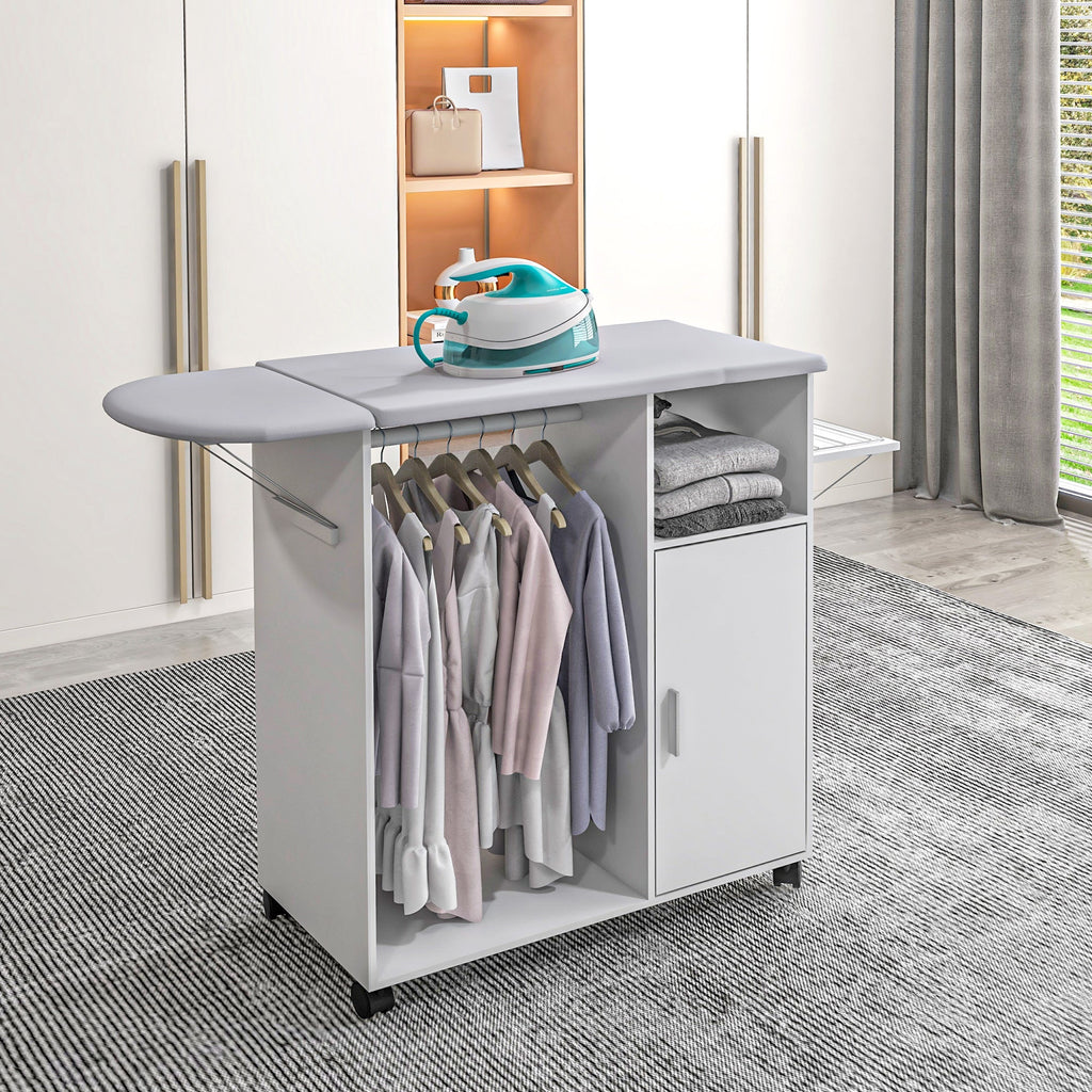 EasyComfort mobiel strijkmeubel met opbergruimte 107 x 42.5 x 99 cm – wit