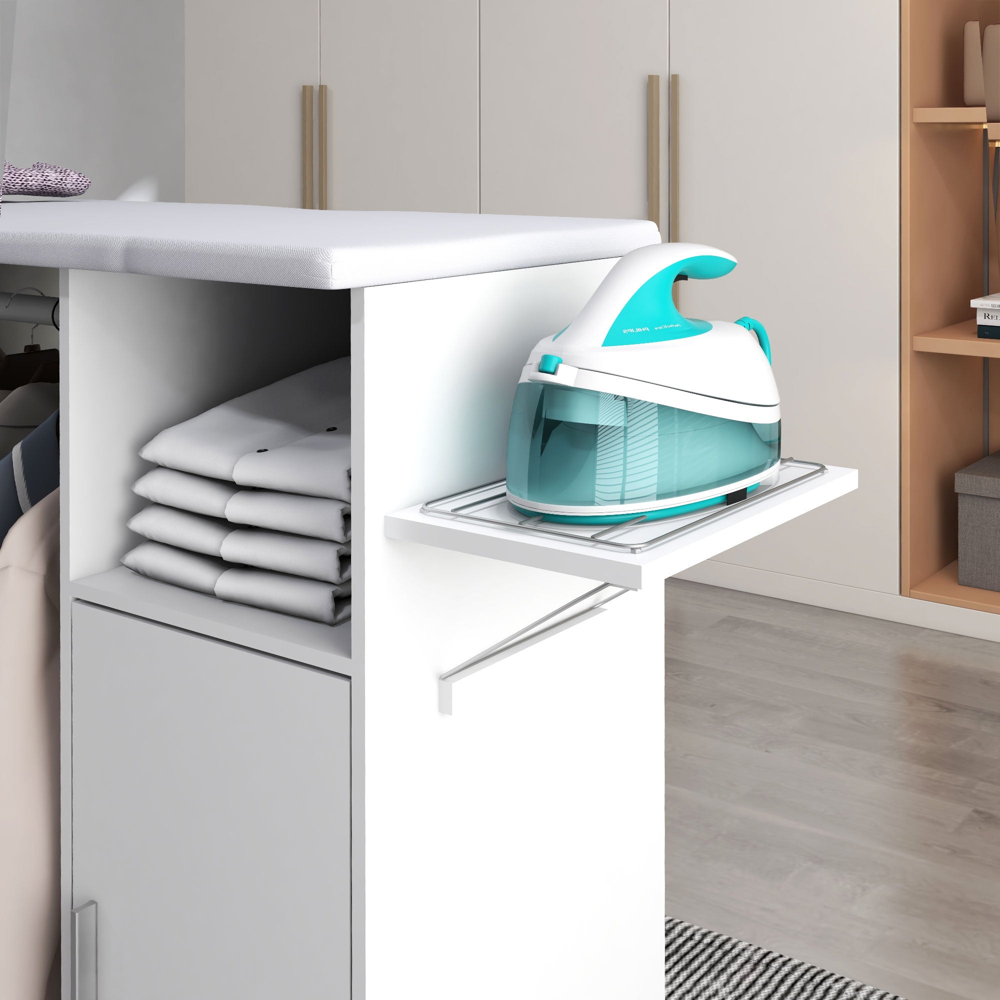 EasyComfort mobiel strijkmeubel met opbergruimte 107 x 42.5 x 99 cm – wit