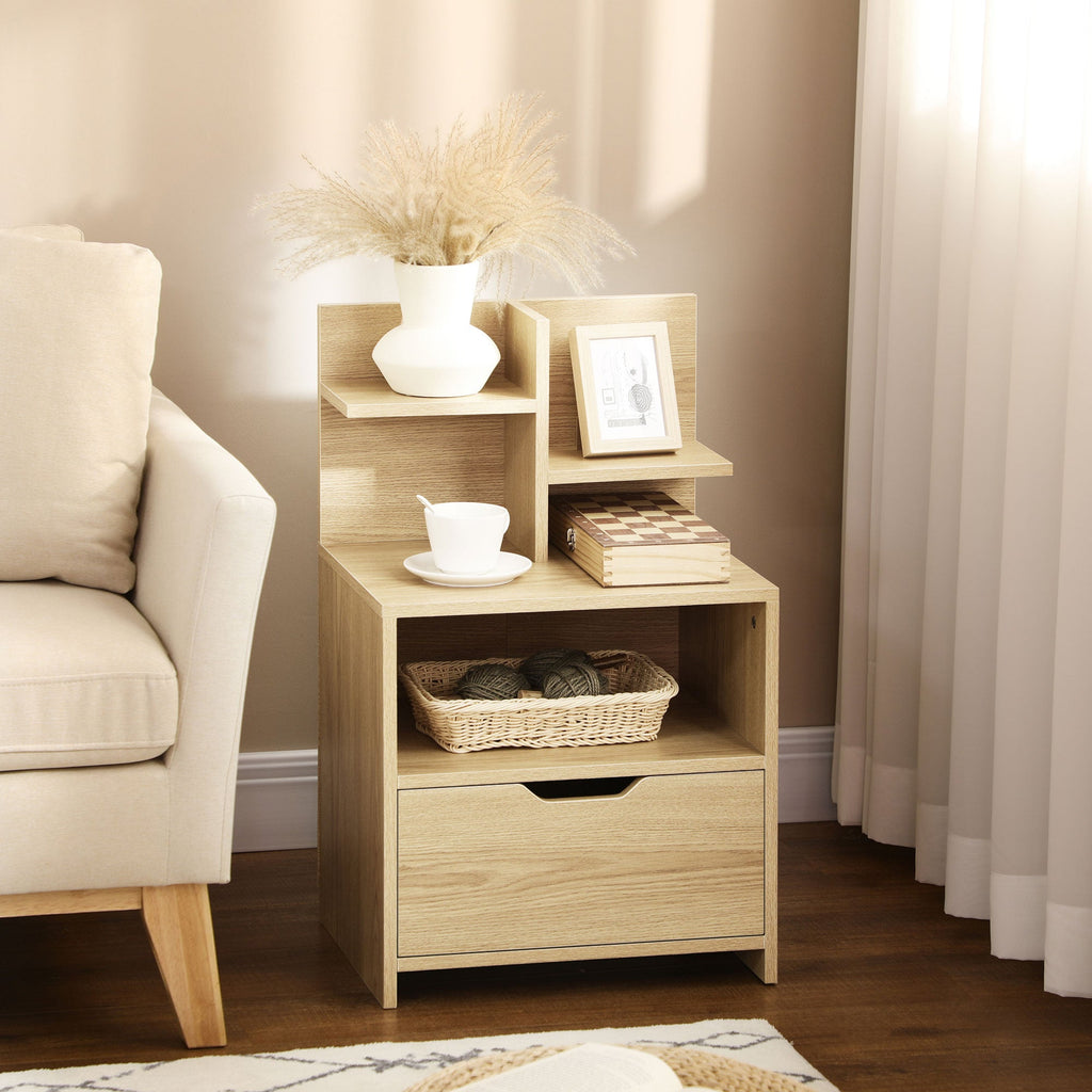EasyComfort nachtkastje met 2 open schappen en lade 45x35x73 cm