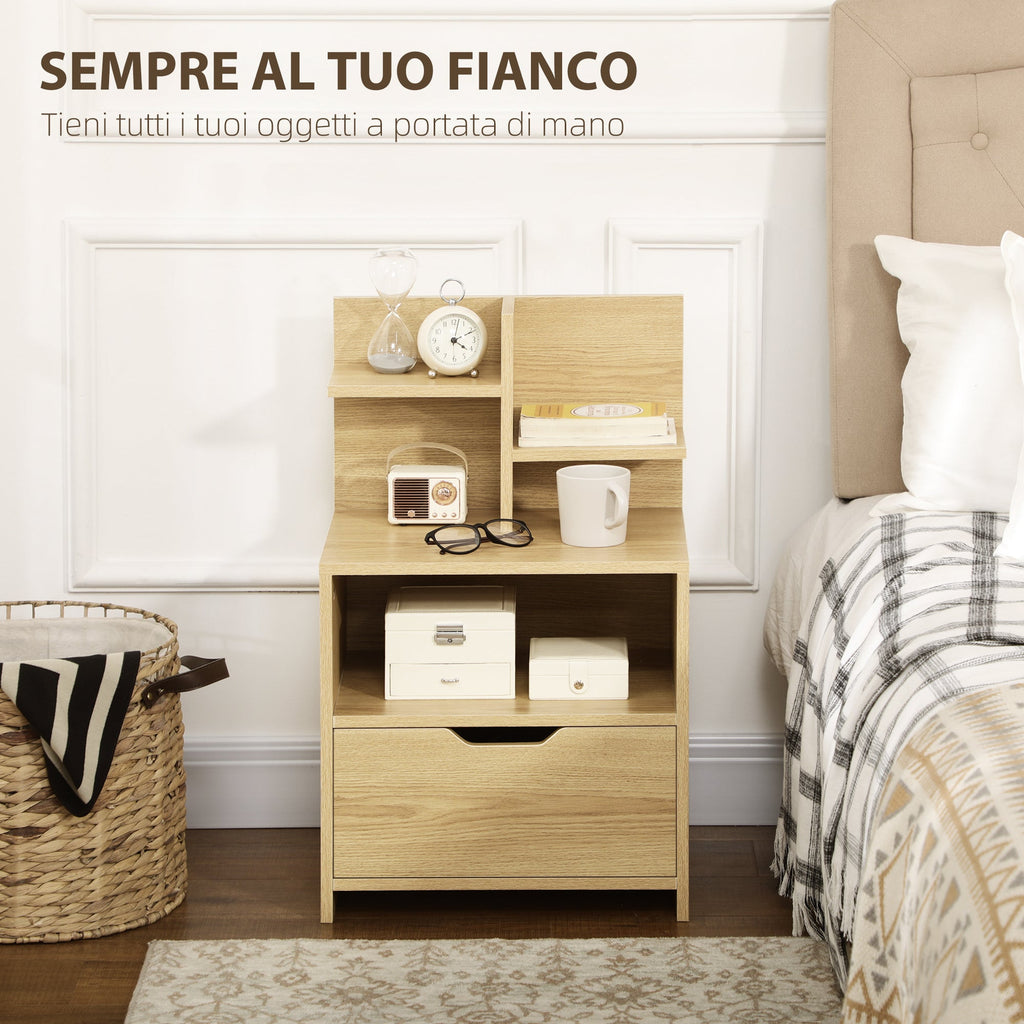 EasyComfort nachtkastje met 2 open schappen en lade 45x35x73 cm