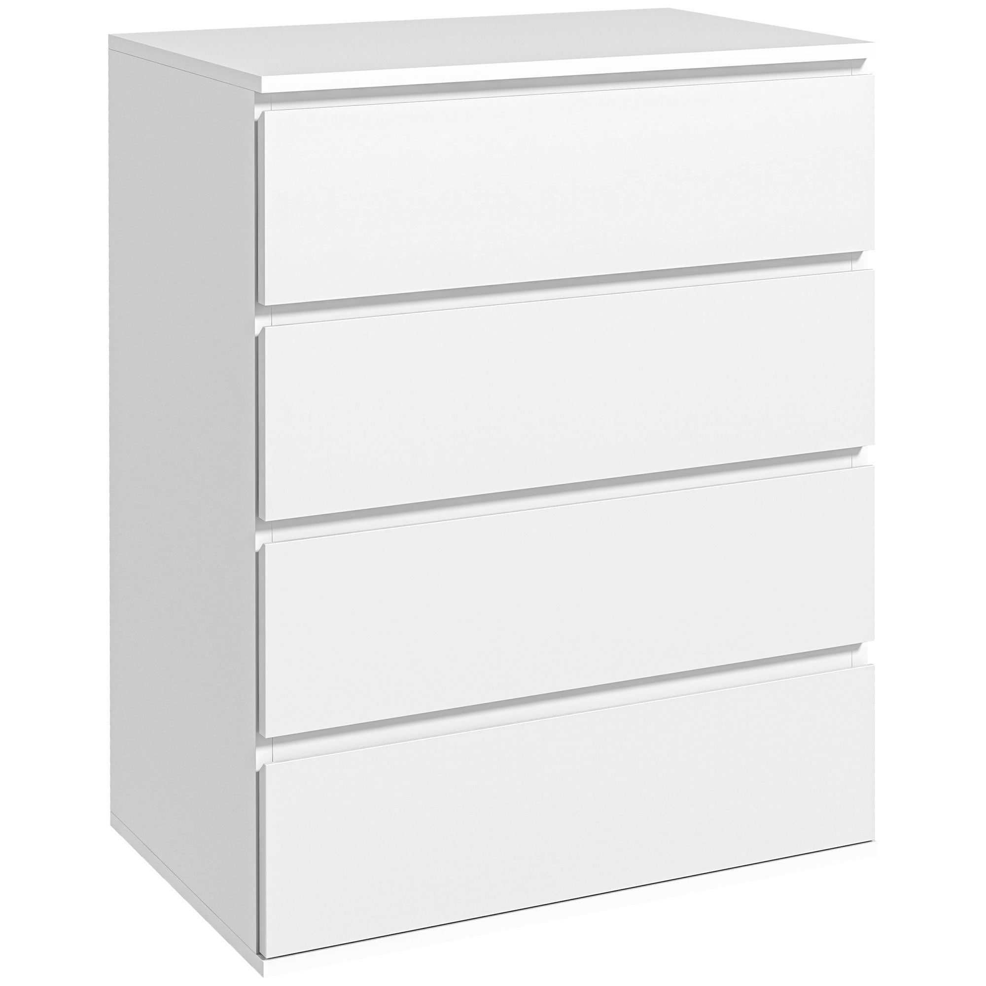 Easycomfort Cassettiera 4 Cassetti in Truciolato with Guide in Metallo e Maniglie Scanalate, 60x40x80 cm, white