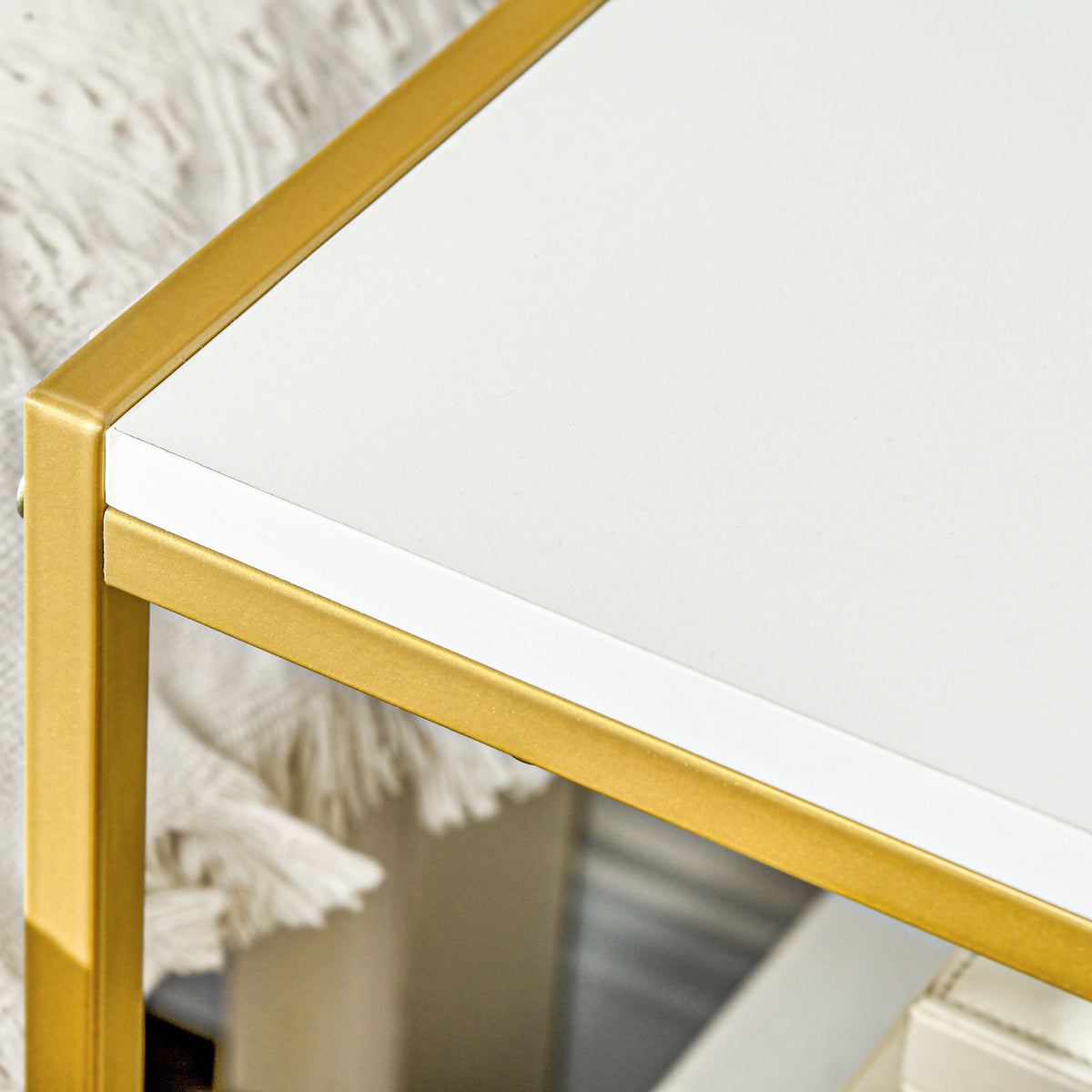 EasyComfort set van 2 nachtkastjes met lade en open schap, wit/goud 50x40x55 cm