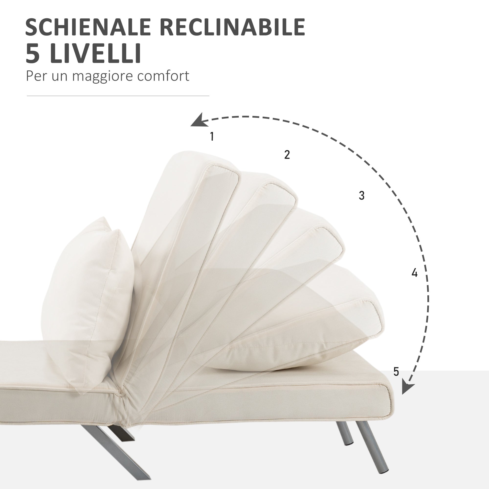 Easycomfort Poltrona Letto 2 in 1 with Schienale Inclinabile in 5 Posizioni, 65×69×82cm, Beige