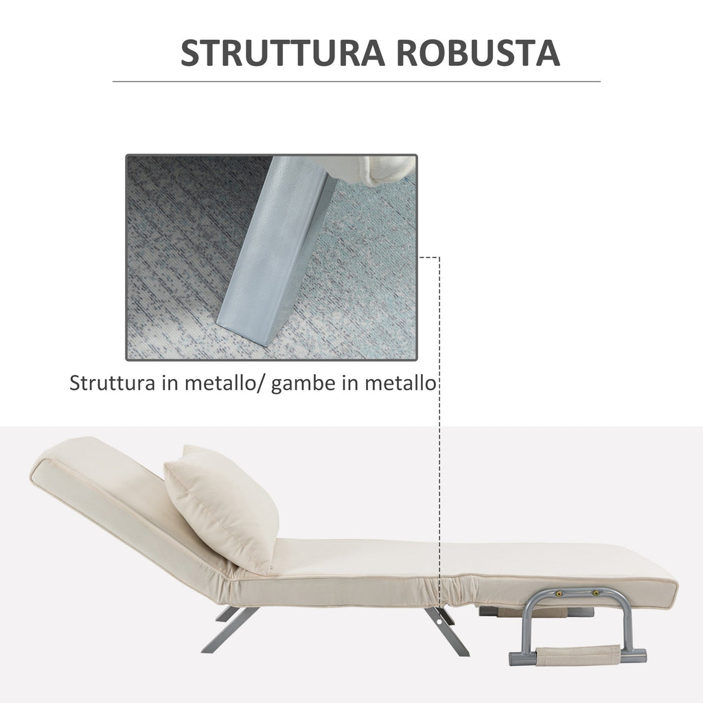 Easycomfort Poltrona Letto 2 in 1 with Schienale Inclinabile in 5 Posizioni, 65×69×82cm, Beige
