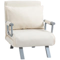 Easycomfort Poltrona Letto 2 in 1 with Schienale Inclinabile in 5 Posizioni, 65×69×82cm, Beige