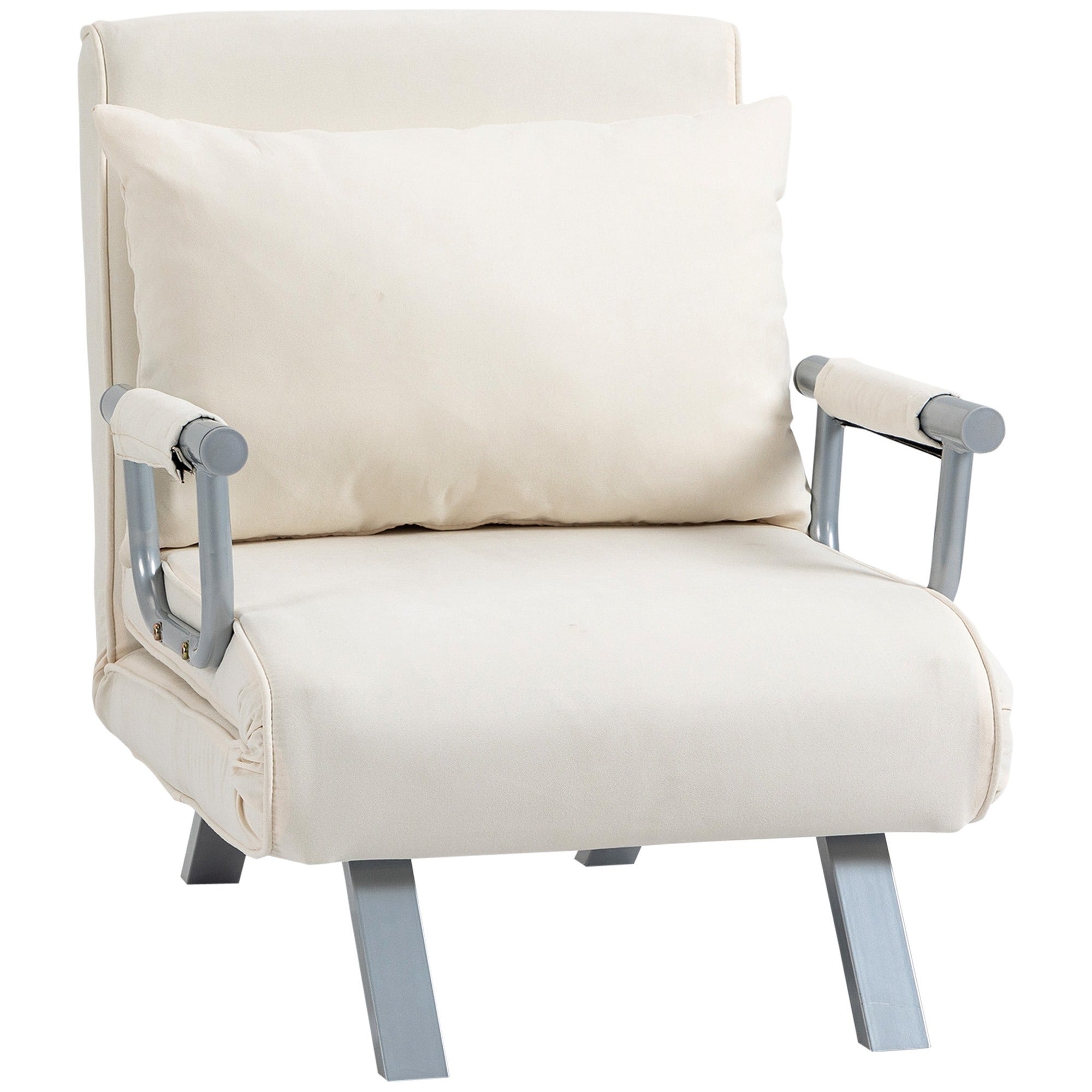 Easycomfort Poltrona Letto 2 in 1 with Schienale Inclinabile in 5 Posizioni, 65×69×82cm, Beige