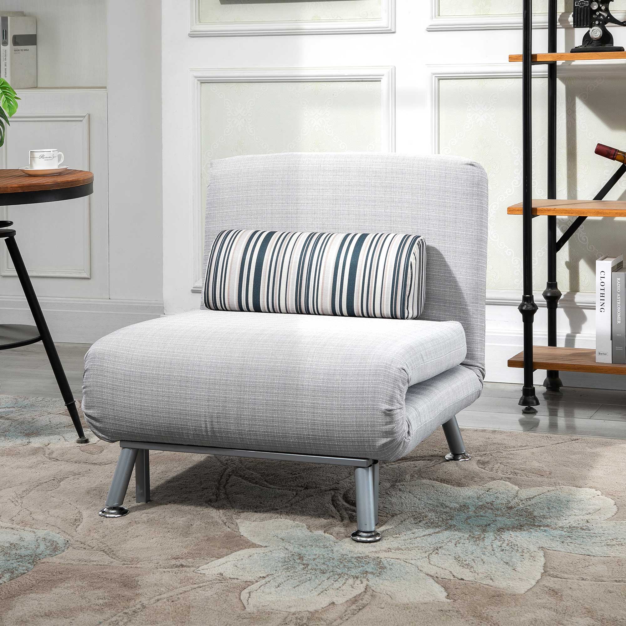 EasyComfort slaapfauteuil met kussen 75 x 70 x 75 cm grijs