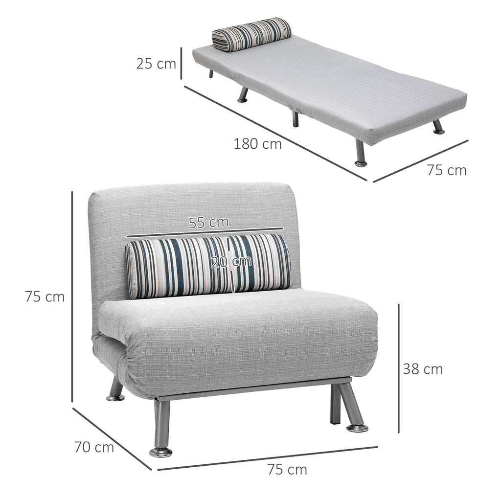 EasyComfort slaapfauteuil met kussen 75 x 70 x 75 cm grijs