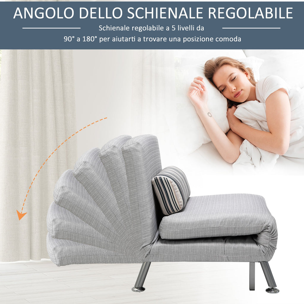 EasyComfort slaapfauteuil met kussen 75 x 70 x 75 cm grijs
