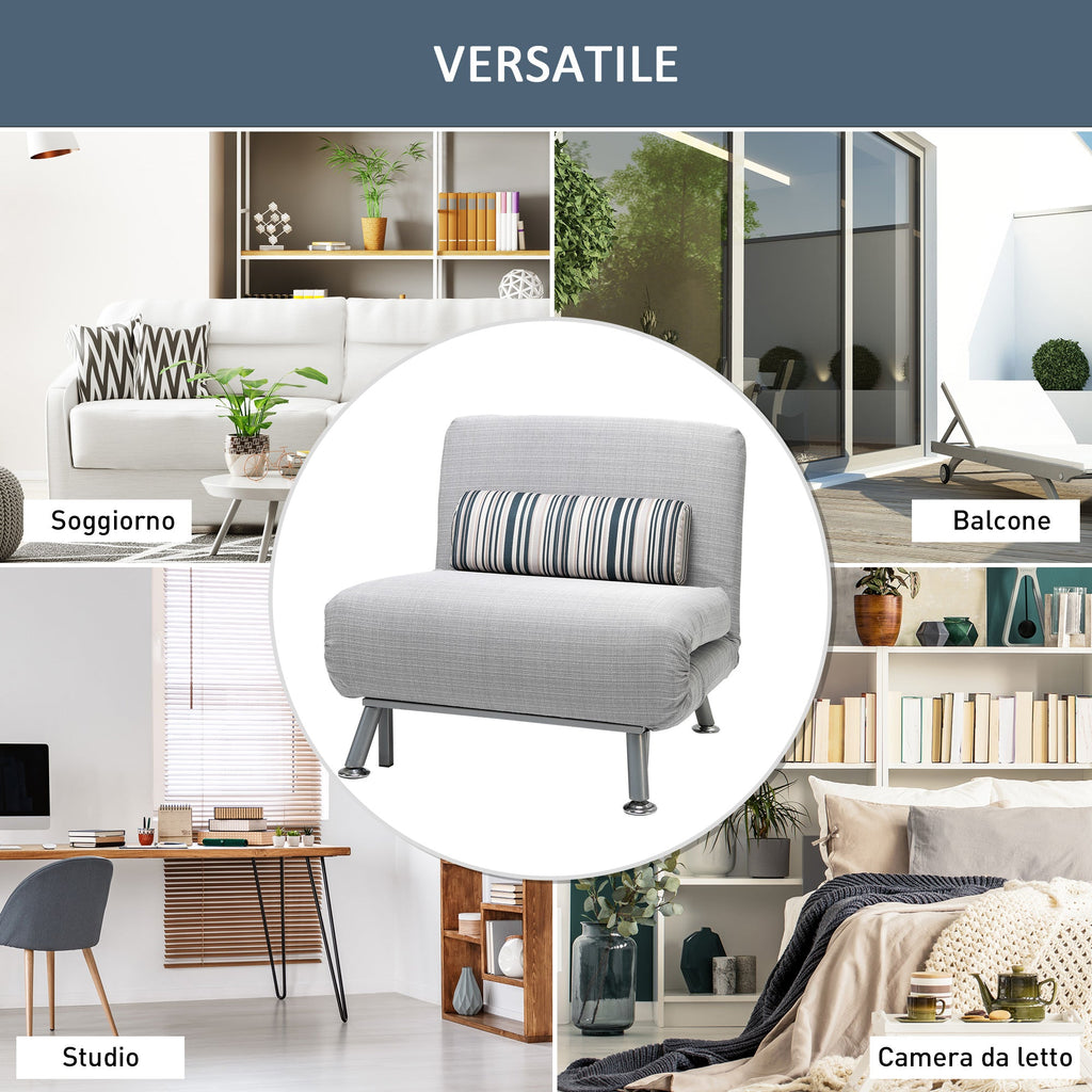 EasyComfort slaapfauteuil met kussen 75 x 70 x 75 cm grijs