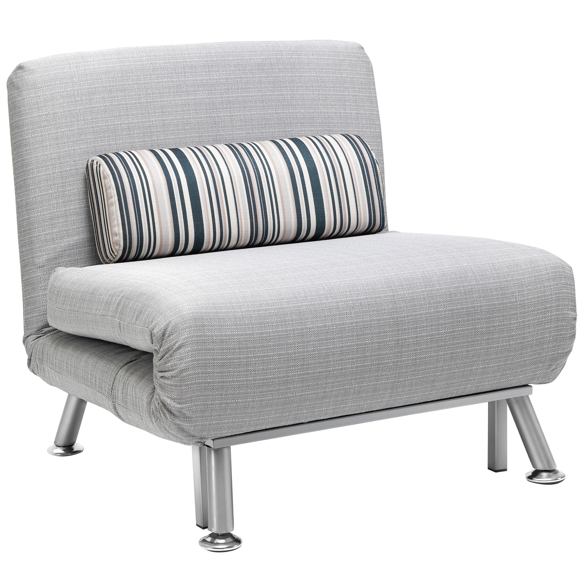 EasyComfort slaapfauteuil grijs met gestreept kussen