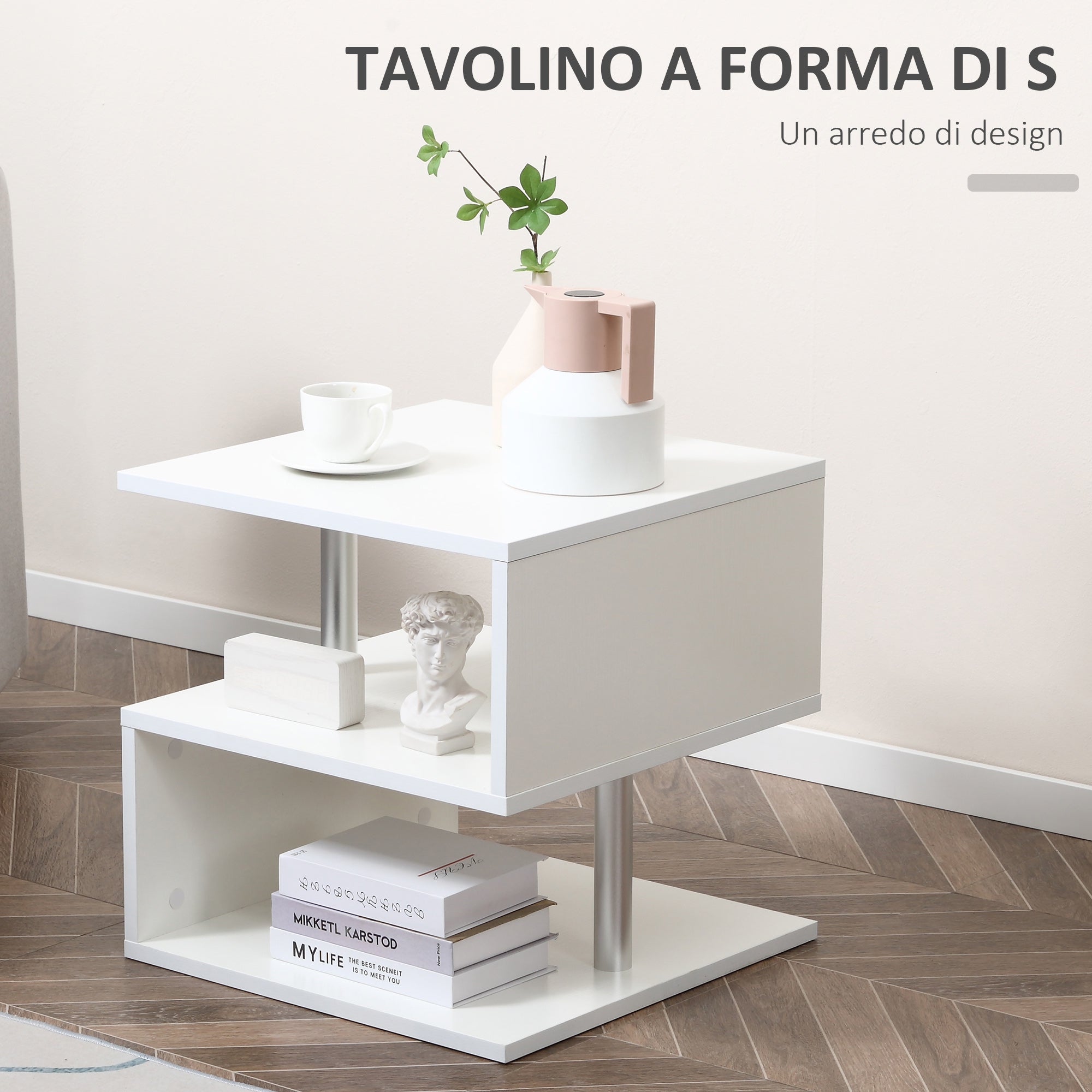 Easycomfort Moderno Tavolino Basso Da Salotto in Legno 50 x 50 x 50cm white