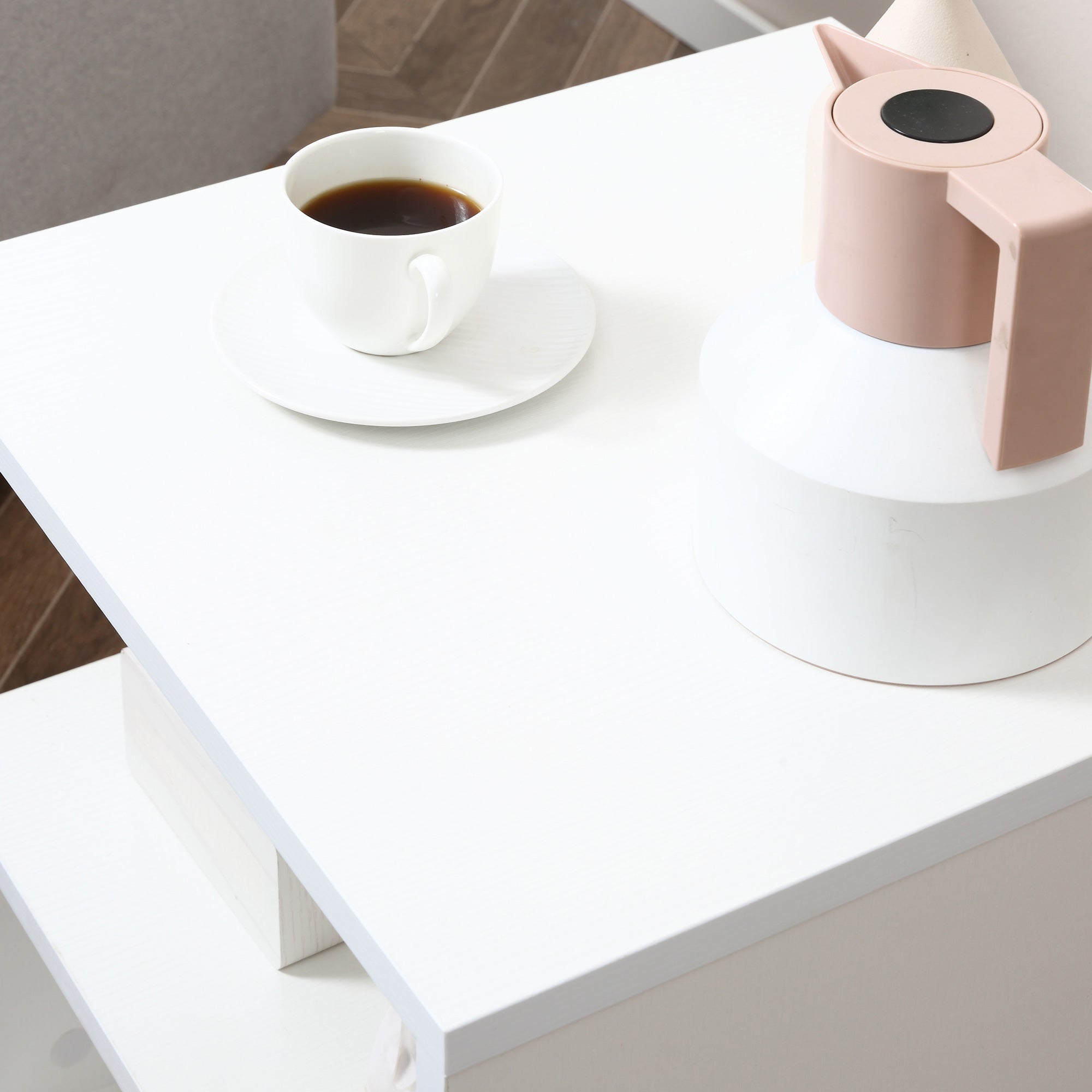 Easycomfort Moderno Tavolino Basso Da Salotto in Legno 50 x 50 x 50cm white